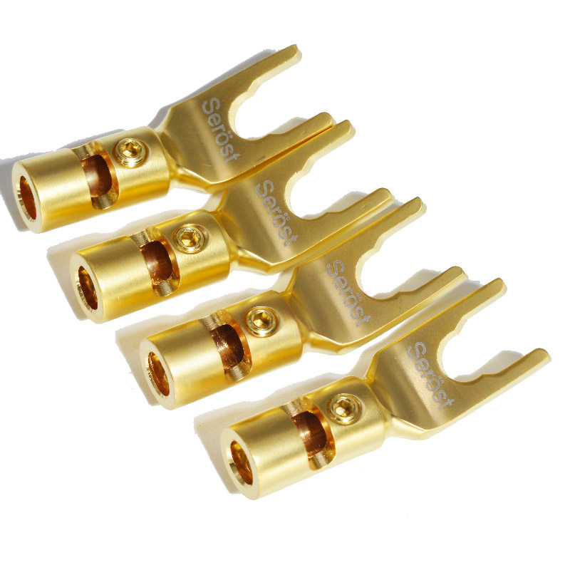 Sweden Serost Y-1 copper gold-plated rhodium-plated audio hifi speaker Y plug U plug banana horn power amplifier plug