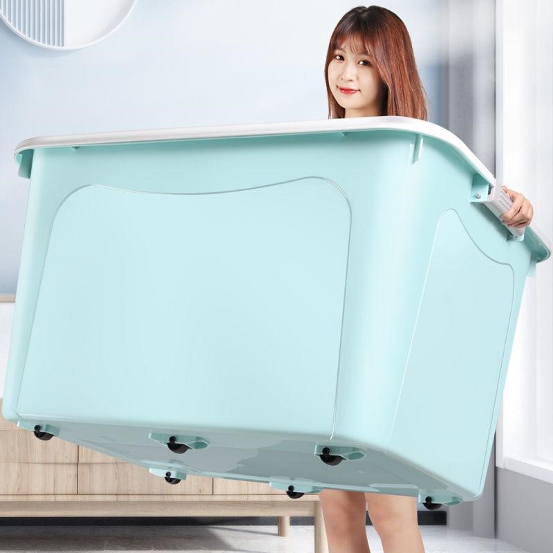 Plastic storage box extra large household finishing storage box multi-functional turnover box clothes toy storage box
