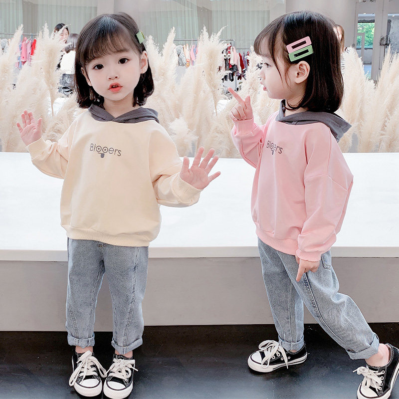 Balabala flagship store baby sweater spring foreign style 2022 new girls spring suit spring and autumn pure cotton