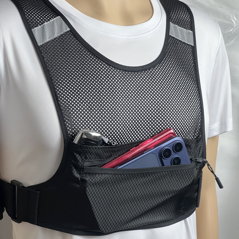 Sports Vest, Running Vest for Men and Women, Reflective Vest, Adjustable Outdoor Equipment, Mesh Multi-Functional Waterproof Mobile Phone Waist Bag