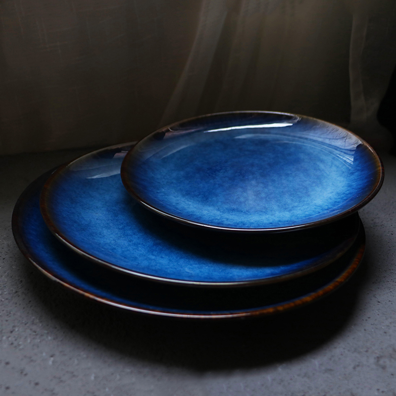 Tao soft dish plates home steak restaurant ceramic plate breakfast tray was fruit bowl flat circular shallow dish fish dish