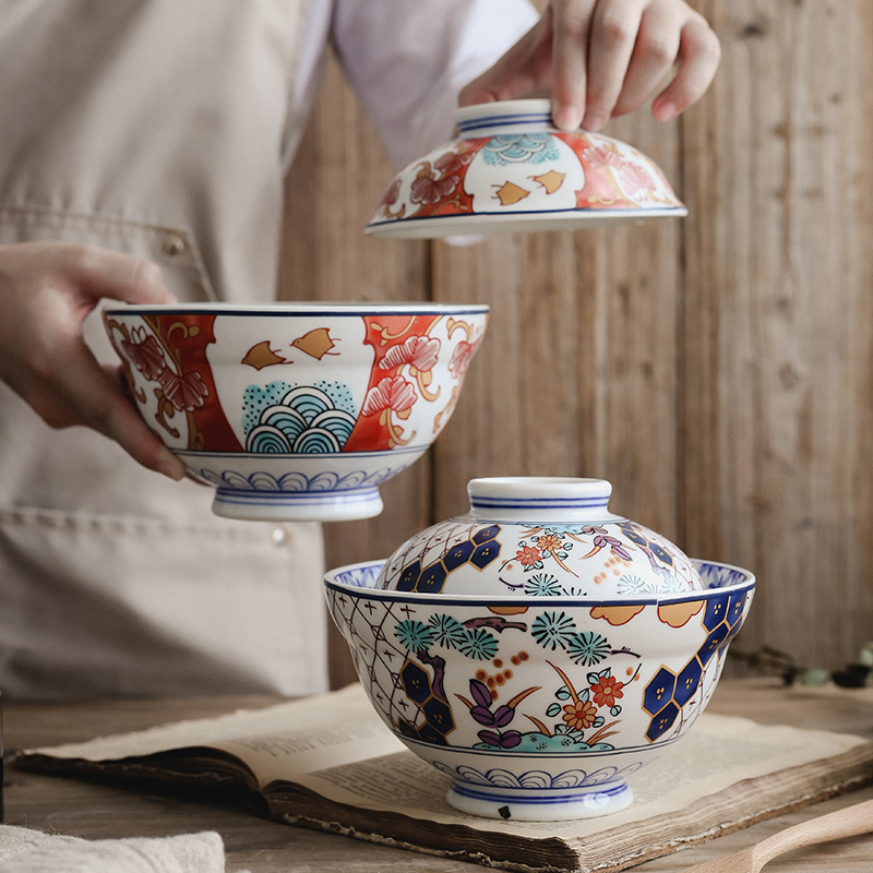 Tao soft Japanese mercifully rainbow such as bowl with cover steamed egg stew bowl bowl ceramic bowl to offer them home soup tureen a single large soup bowl