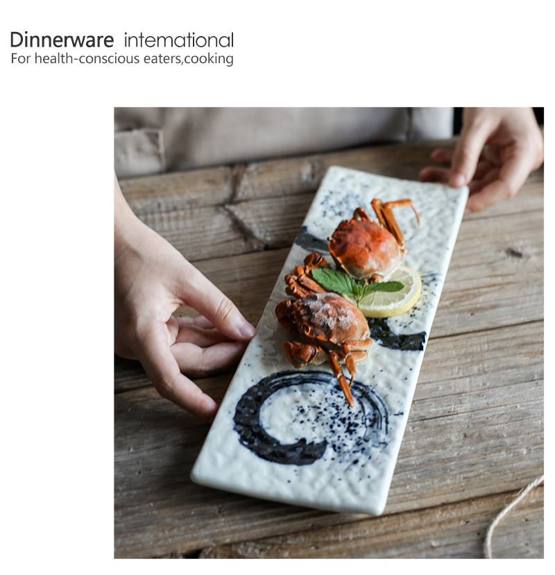 Tao soft creative hand - made sushi plate strip flat plate of Japanese dishes sashimi dishes saury plate of cold dishes