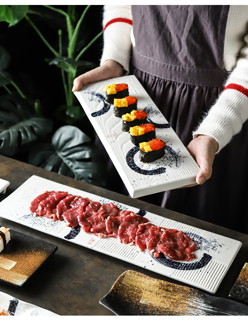 Tao soft ceramic hotel restaurant sushi plate strip plate plate plate cake dessert Japanese sashimi cold dishes dishes