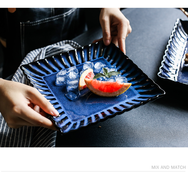 Tao soft is Europe type restoring ancient ways, chamomile blue ceramic tableware for western food restaurant dish fruit dish dish dish platter