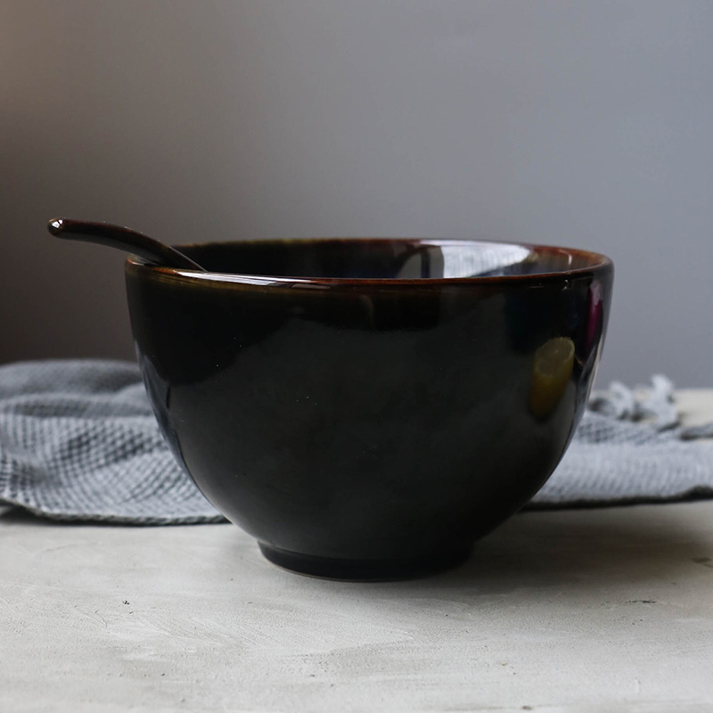Tao gentle move, Korean creative fashion ceramic bowl of soup bowl of household bigger sizes rainbow such to use retro ceramic tableware