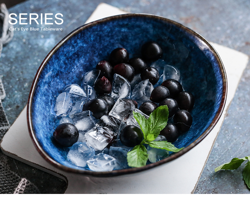 Tao soft European blue alien for creative bowl of soup bowl rainbow such use ceramic bowl with irregular fruit salad bowl