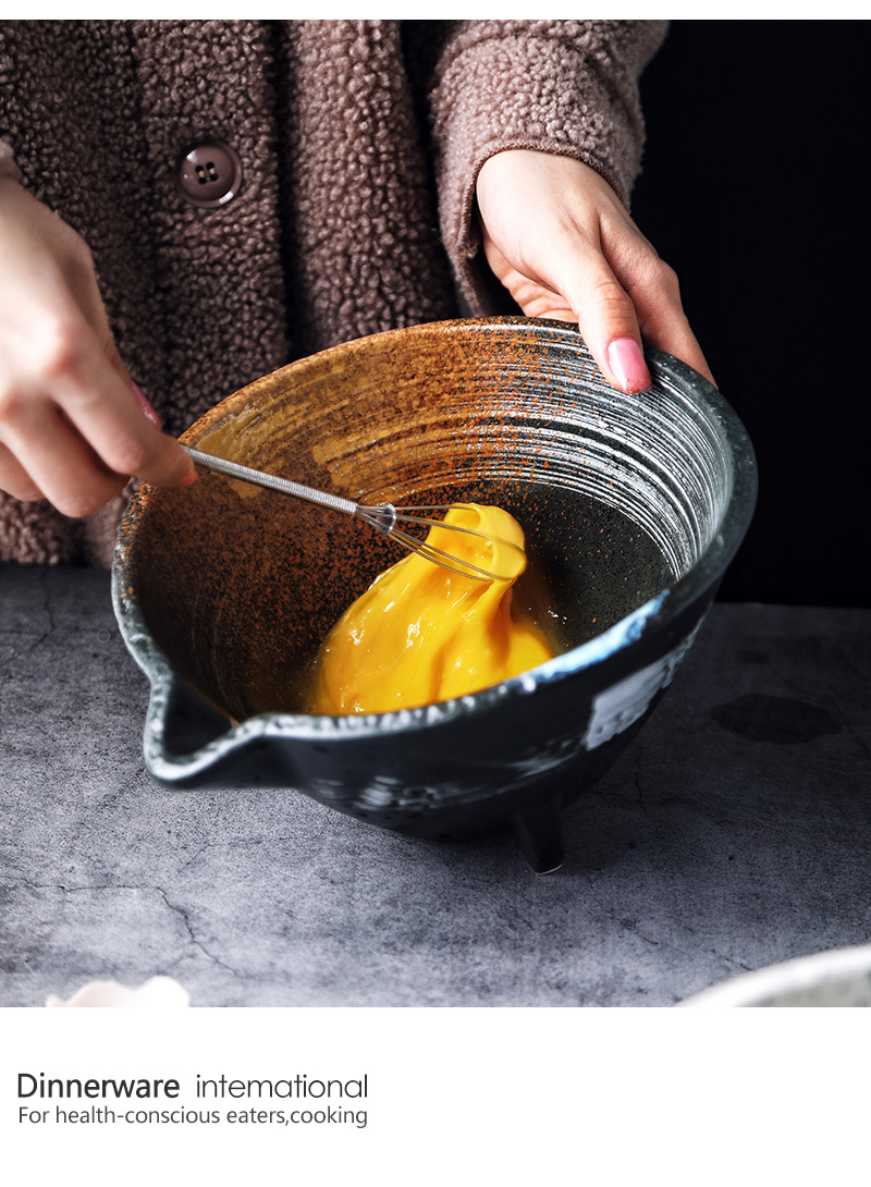 Tao soft Japanese mixing bowl bowl of milk mix rainbow such as bowl three feet retro move characteristics tableware creative bigger sizes large soup bowl
