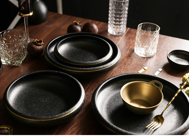 Tao soft European paint rice bowls old eat bowl dish plate deep Japanese plate fantastic soup disk plate