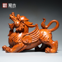 Rosewood carving brave ornaments a pair of large home living room decoration crafts shop opened new home gifts