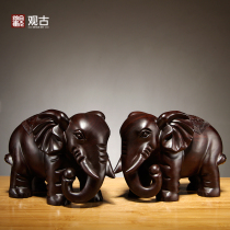 Ebony wood carving Elephant Ornaments solid wood carving one object mahogany home porch office decoration crafts