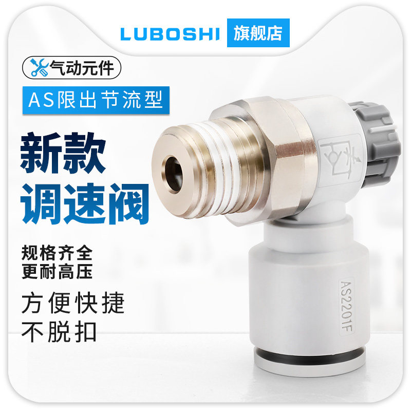 路泊仕气动快速接头快插调速阀限出型气缸节流阀AS2201F-01-06SA