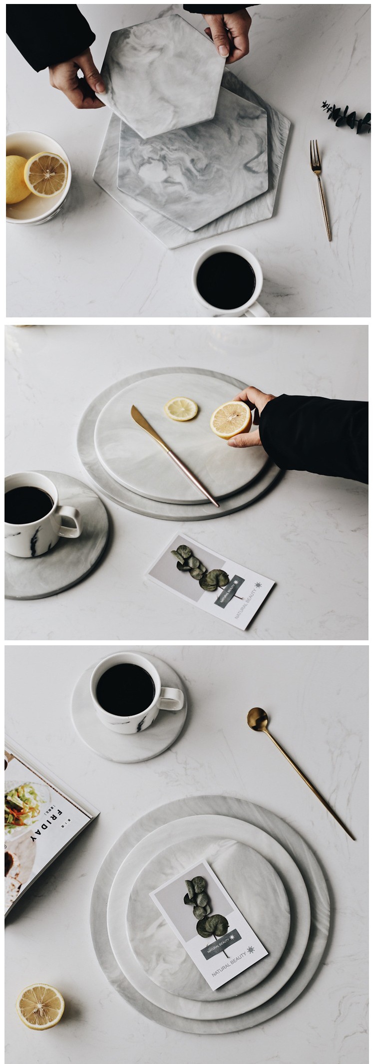 Northern wind ins wind marble ceramic flat plate pan cake dessert plate mat dinner plate plate