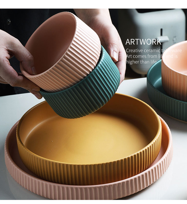 Nordic candy dishes household matte enrolled porcelain bowl of noodles in soup bowl large soup bowl microwave food deep food baking pan