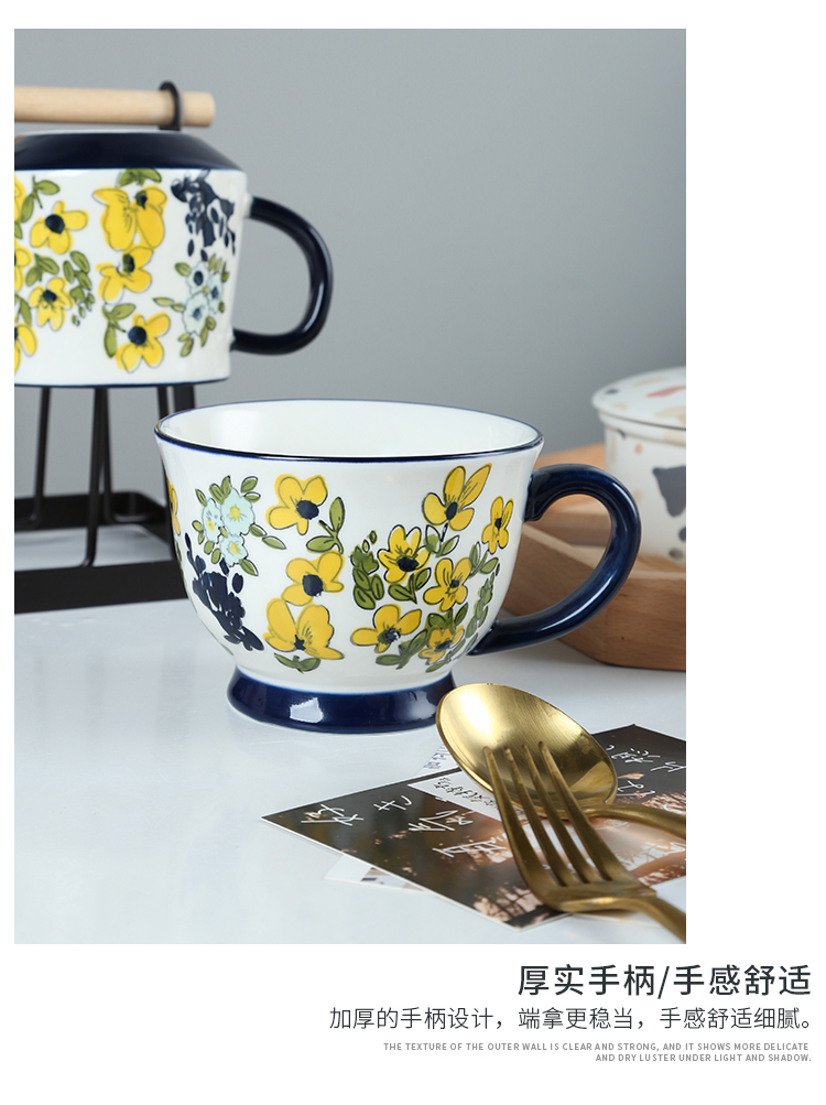 Web celebrity Nordic ins wind hand - made flowers mark cup ceramic cups domestic cup cup oats cup coffee for breakfast