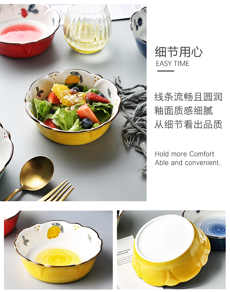 Hand - made ceramic tableware girl heart lace fruit salad bowl dessert bowl bowl irregular shaped pattern petals