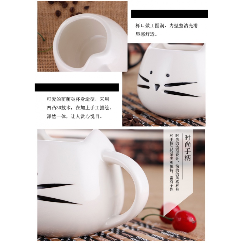 Jingdezhen ceramic, black and white cat express it in ceramic cup contracted couples mark cup for cup cat coffee cup