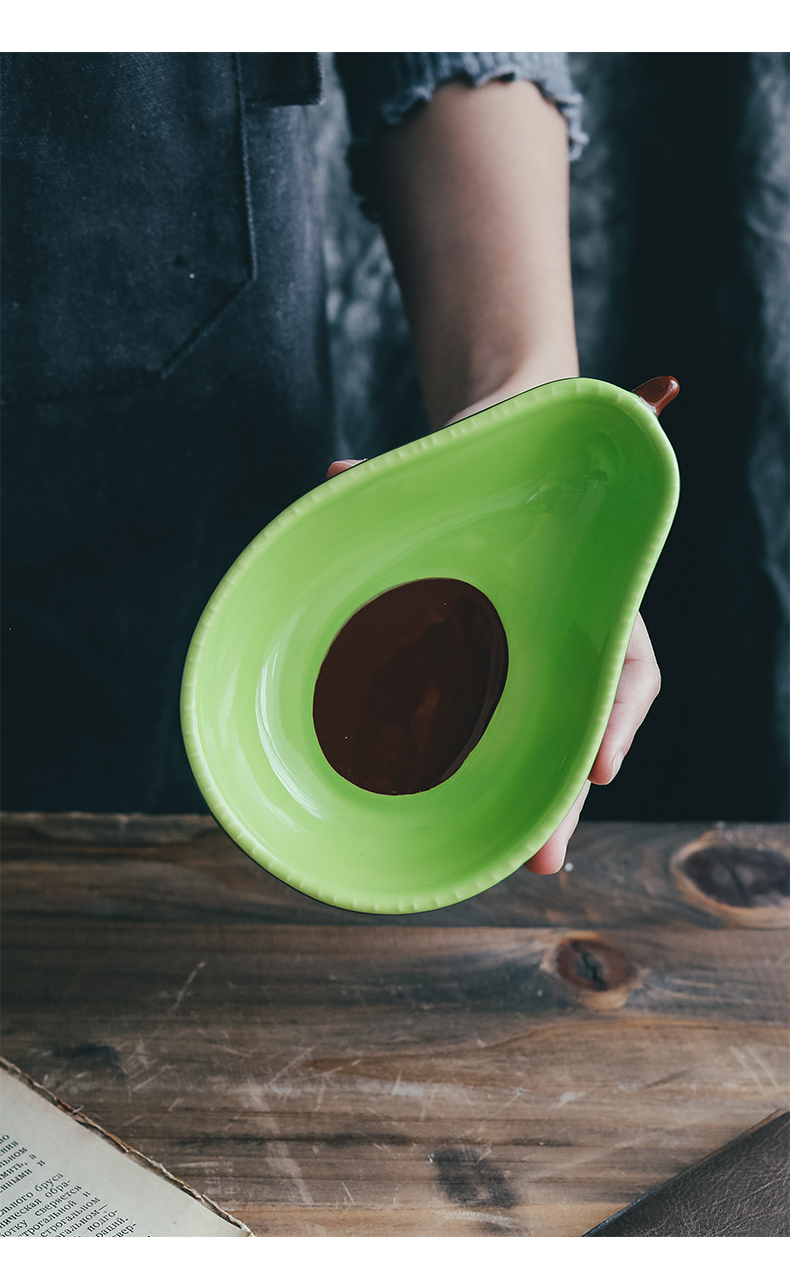 The Nordic idea but avocado ceramic bowl of fruit salad bowl snack plate children eat dessert bowl bowl web celebrity tableware