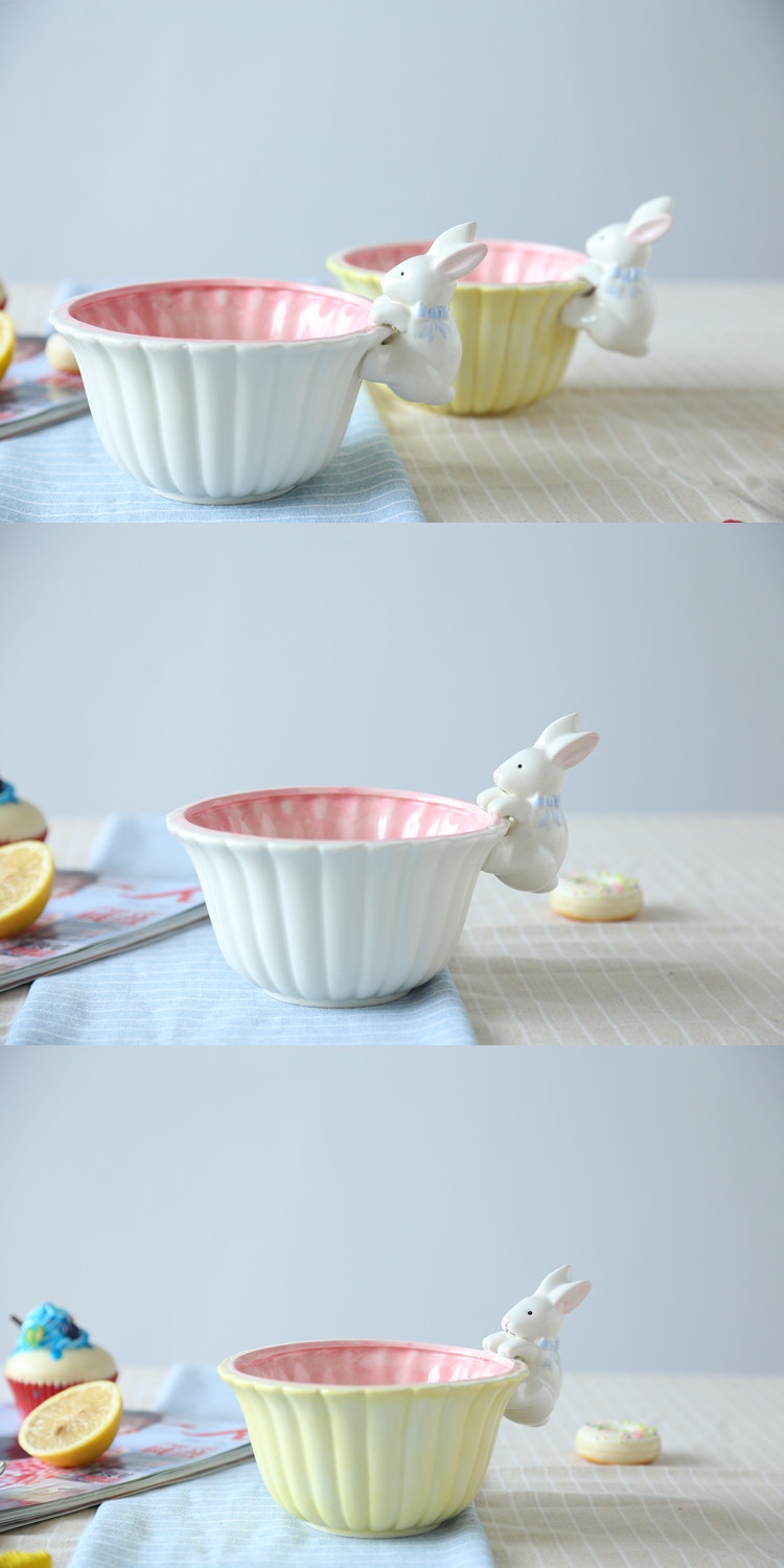 Jingdezhen ceramic salad bowl cartoon express to use rabbit dessert fruit salad dim sum dishes snacks in your job