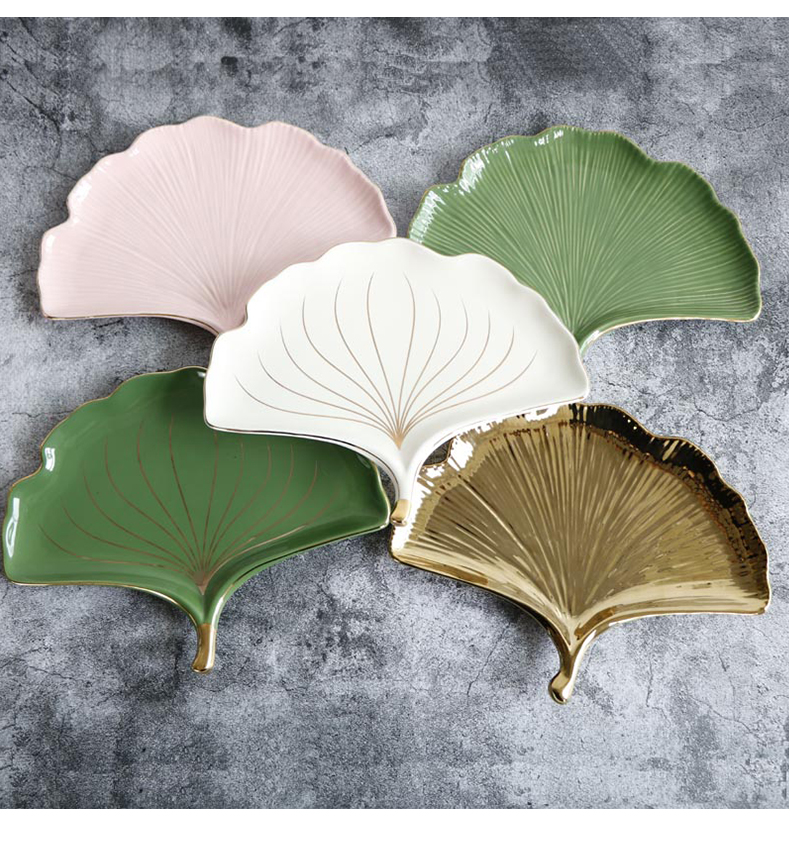 Up Phnom penh, ginkgo biloba ceramic snack dish plate to receive dish household example room soft adornment ornament furnishing articles