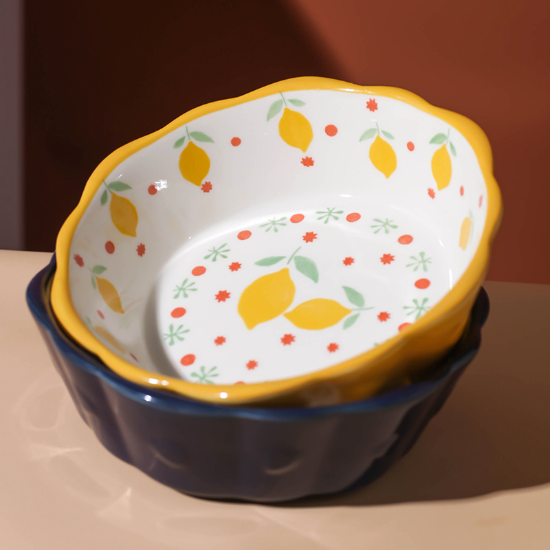 Ceramic bowl, lovely fruit salad bowl bowl ins strawberry Japanese household microwave oven tableware special bowl