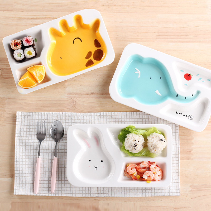 Creative cartoon baby frame plate express animals ceramic tableware children breakfast tray was separated plates home plate
