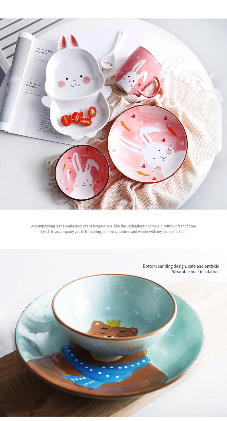 Jingdezhen express animals creative ceramic tableware children cartoon baby food bowl bowl bowl dish breakfast tray