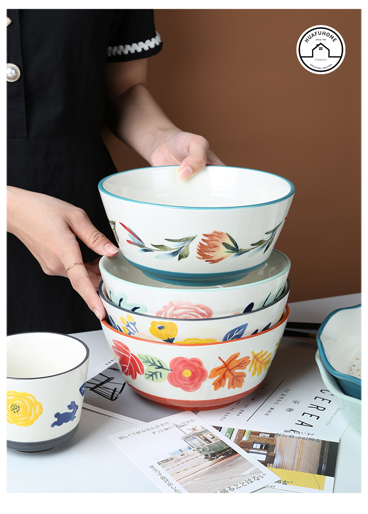 Under the four seasons of ceramic glaze color tableware home eat rice bowl of rice bowl salad bowl of soup bowl with rainbow such as bowl hat to bowl