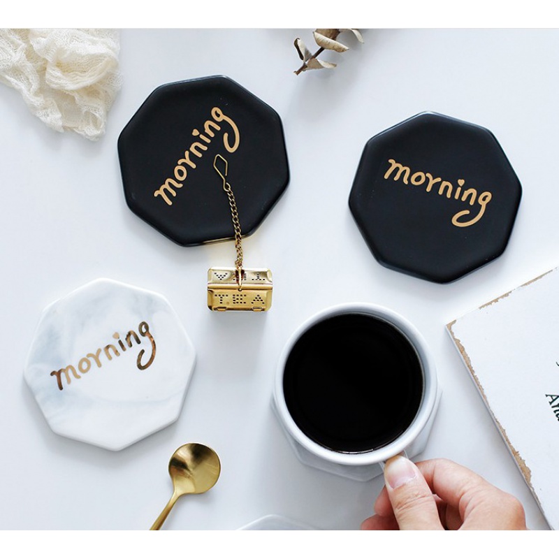 Nordic zakka wind European top - grade ceramic throwing gold cup mat creative hot insulation pad household cup cup mat