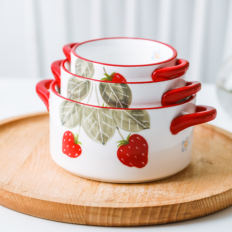 Li feng town household strawberry dishes suit ceramic tableware soup bowl salad bowl bowl dish suits for