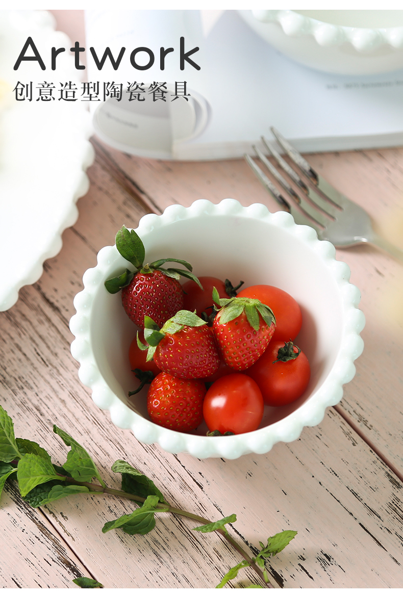 Creative household Nordic peach heart couples move steamed egg fruit salad bowl dessert combination ceramic bowl