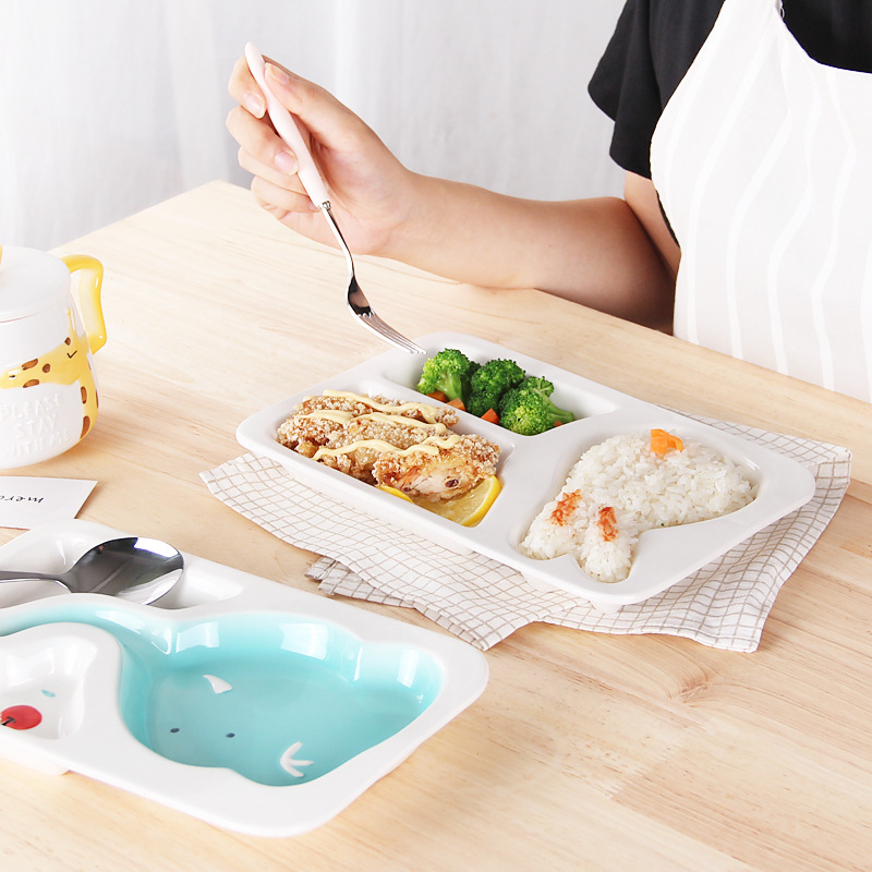 Creative cartoon baby frame plate express animals ceramic tableware children breakfast tray was separated plates home plate