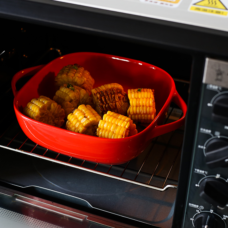 The Nordic with cover ears pan ceramic rectangle household microwave oven kitchen oven baked cheese baked bread and butter