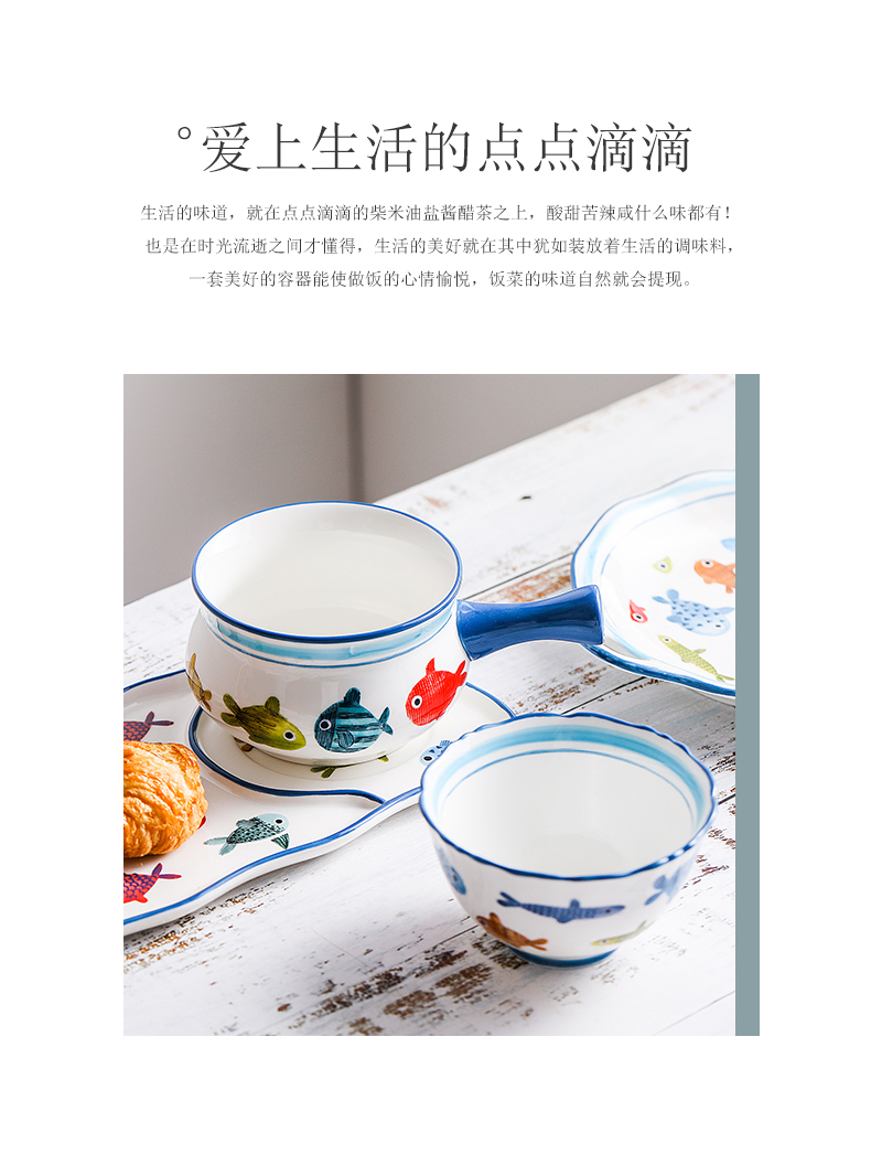 Northern wind ins ceramic tableware household steak Japanese discus fish eat bowl bowl dish dish dish dish fish dish