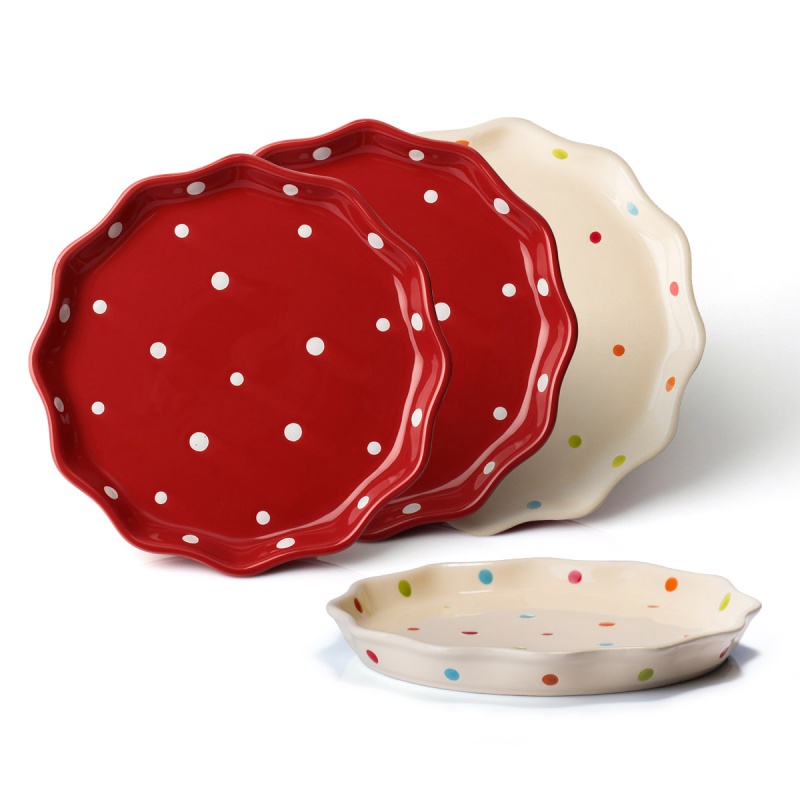 The creative household ceramic plate wave point of western food plate tray steak color plate round flat breakfast tray