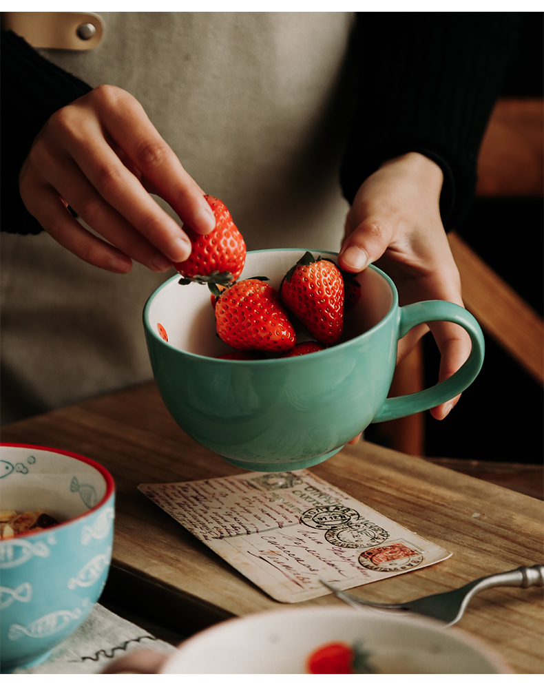 Creative cup milk cup picking cups of rural household breakfast cup dream what flower mugs ceramic cup