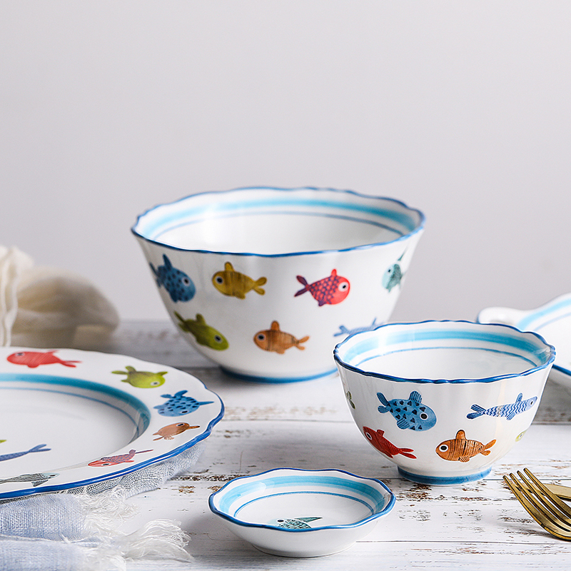 Northern wind ins ceramic tableware household steak Japanese discus fish eat bowl bowl dish dish dish dish fish dish