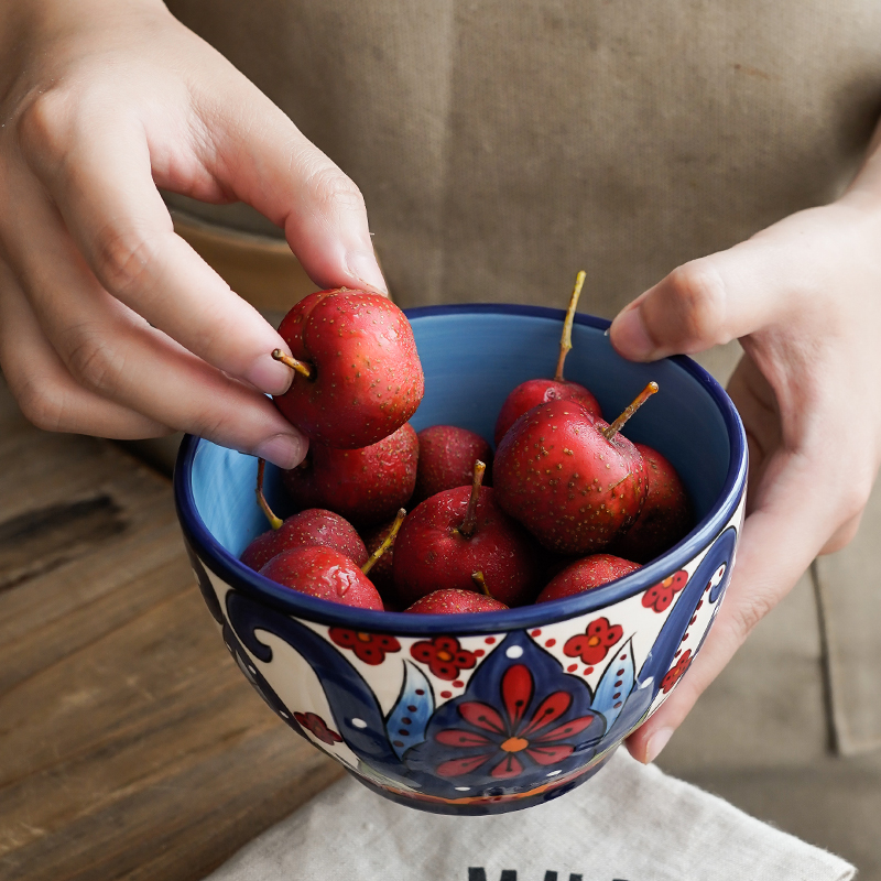 Nordic retro hand - made ceramic bowl Bohemia abnormity bowl of soup bowl of fruit salad breakfast cereal bowl