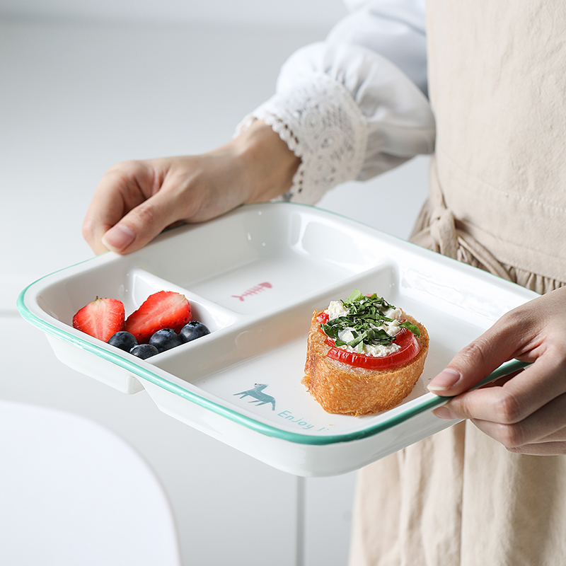Japanese style restoring ancient ways of imitation enamel to use glass ceramic plate with rainbow such as bowl soup bowl plate