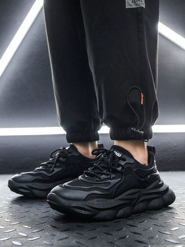 Универсальная спортивная летняя дышащая черная повседневная обувь для отдыха на платформе