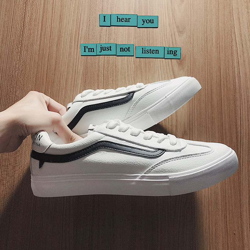 2022 new all-match basic white shoes men's white trendy shoes Korean casual student flat shoes all-match boys' shoes