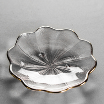 Renxin glass mat Transparent tea ceremony Japanese Kung Fu tea accessories Creative round handmade sub-slice saucer tea tray