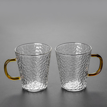 Renxin Hammer Print Home Glass Cup Sub Transparent Creative Office Drinking Water Cup with the green tea cup Home Large capacity