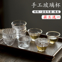 Japanese handmade crystal hammer pattern transparent heat-resistant glass tea cup Master cup Household Kung Fu tea set small tea cup