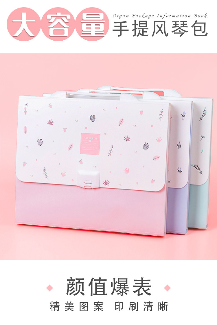 Папка для бумаг 得力试卷文件夹学生用多层分类a4资料册学生试卷收纳册插页试卷袋试卷夹资料夹小清新风琴包初中生试卷分类 Deli