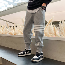 Boys pants 2021 New middle children autumn clothes casual pants boys foreign style sports pants tide autumn winter plus velvet pants