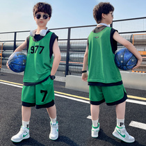 Childrens Summer Dress Boy Sleeveless Vest Summer Boys Basketball Costumes Boys Fried Street Handsome Clothes