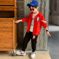 Childrens clothing boys spring suit 2021 new middle and large Children Spring and Autumn foreign style three-piece children Korean tide clothes