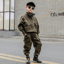 Boys spring suit 2021 New Tong children Spring Autumn casual tooling two-piece children handsome tide clothes