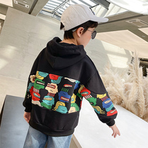 Boy hooded sweater spring dress 2021 new children Foreign style Joker long sleeve T-shirt baby handsome coat